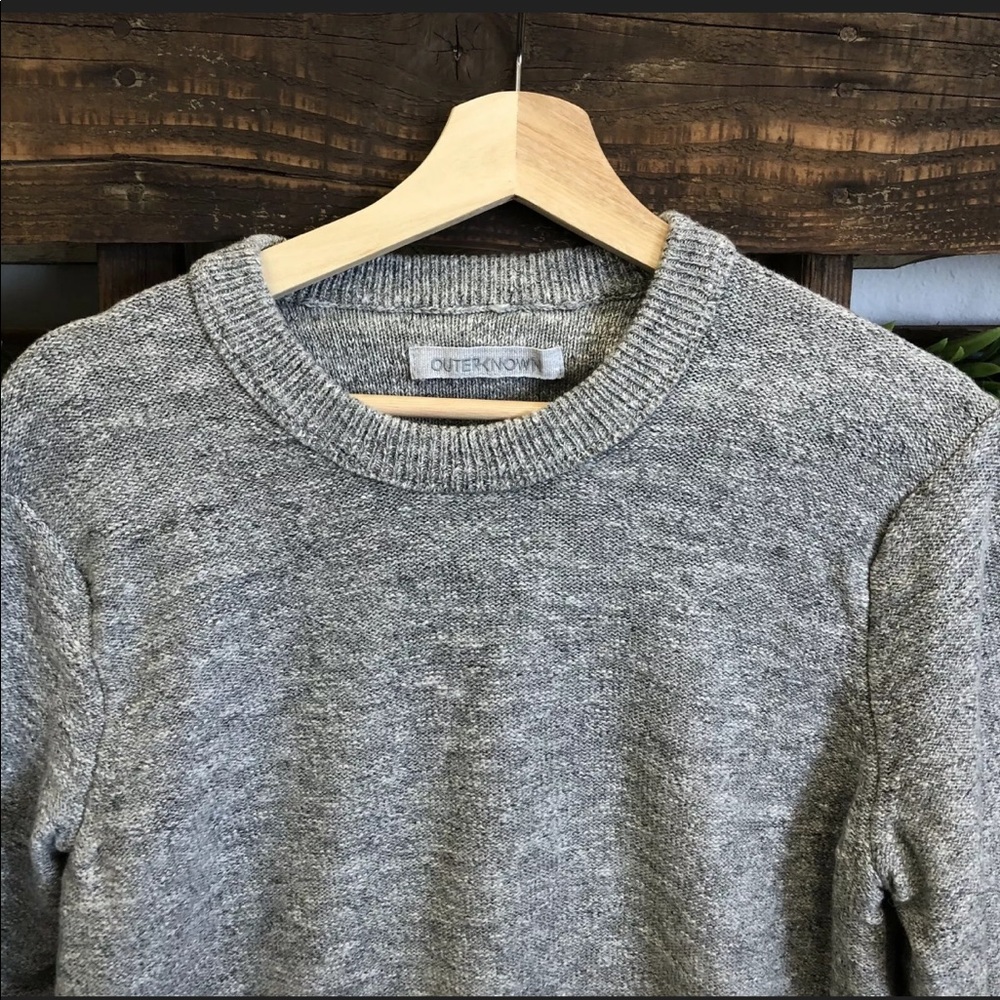 Outerknown Solid Gray Knit Sweater Size Large - image 2